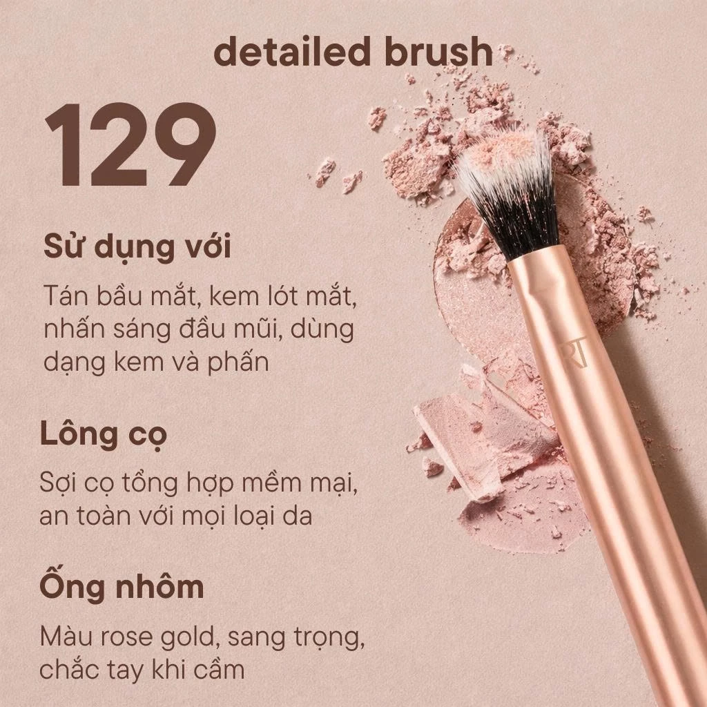 Cọ Tán Lót Mắt Dạng Kem - Đánh Nhũ Mắt - Blend Lông 2 Lớp RT Real Techniques Detailed Brush R129
